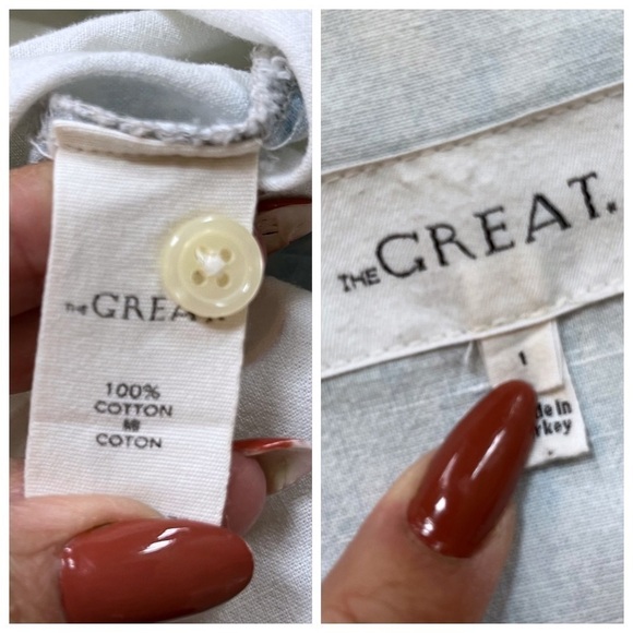 THE GREAT. Chambray popover long sleeve relaxed fit top *shop@iamwarrior - Picture 6 of 7